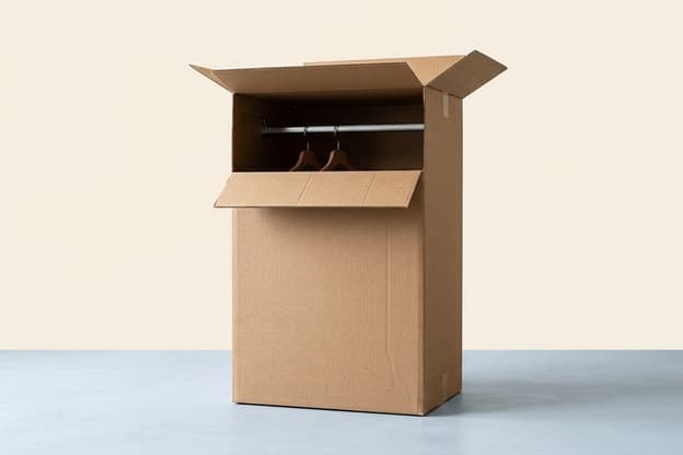 Wardrobe box with rail