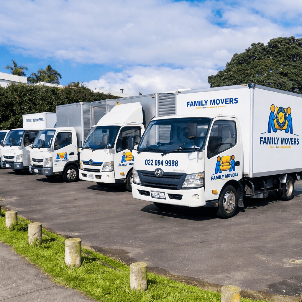 Family Movers Auckland crew carefully moving furniture in a residential home