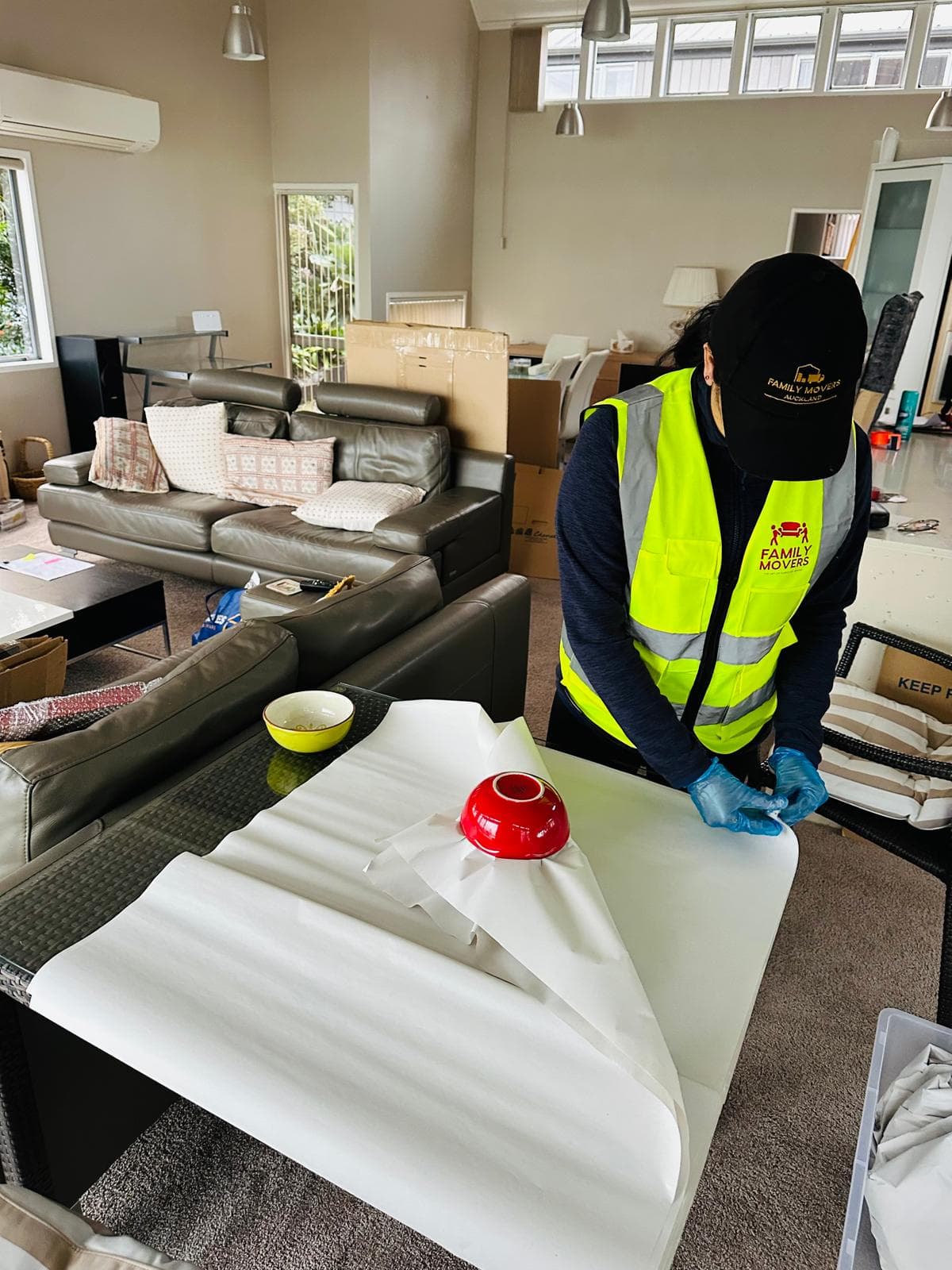 Family Movers team preparing items for a North Shore move